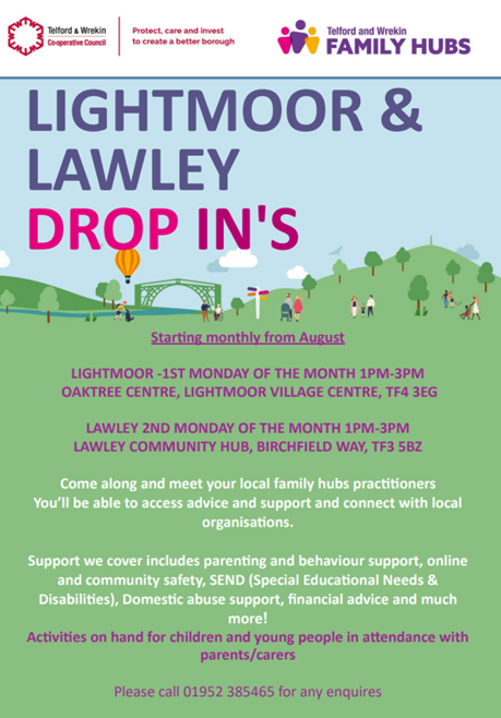 Lawley and Lightmoor monthly drop in information leaflet